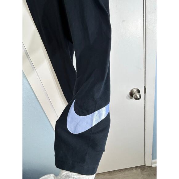 Nike Leggings Medium Black Athletic Workout Gym Blue Swoosh Sporty NWT - Picture 3 of 7